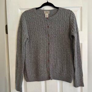 L.L. Bean Gray Cable Knit Cardigan